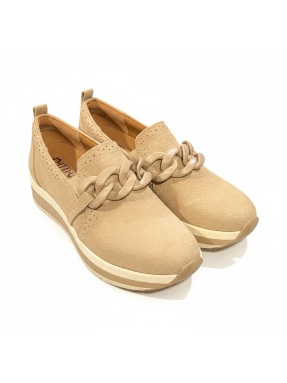 Mad Love Dolce Vita Sz 7 Suede Slip On Tan Chain Platform Shoes Jhenee Loafers